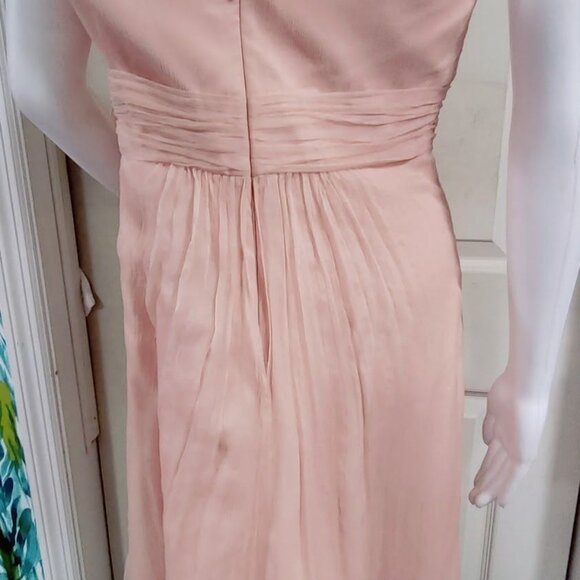 Amsale Wedding Whimsy Flirty Fit Flare Halter Blouson Silk Dress Blush Womens 10 - Picture 8 of 12